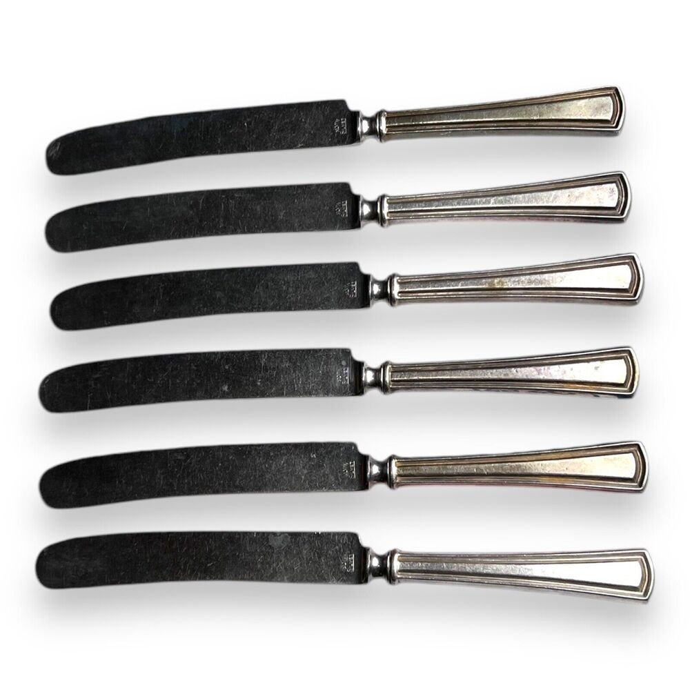 Alvin Silmet Vintage Set Of 6 Silver Plated Kitchen Dinner Butter Knives - 9”